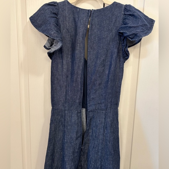 Ann Mashburn Flutter Sleeve Maxi Dress in Dark Chambray Linen, Size XS - Picture 9 of 15